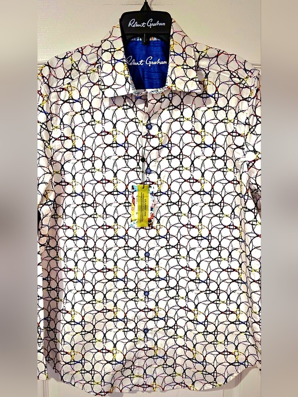 Robert Graham White Geometric Ring-Print Button Shirt